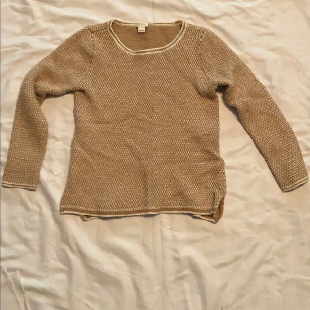 J Crew tan and white sweater size m